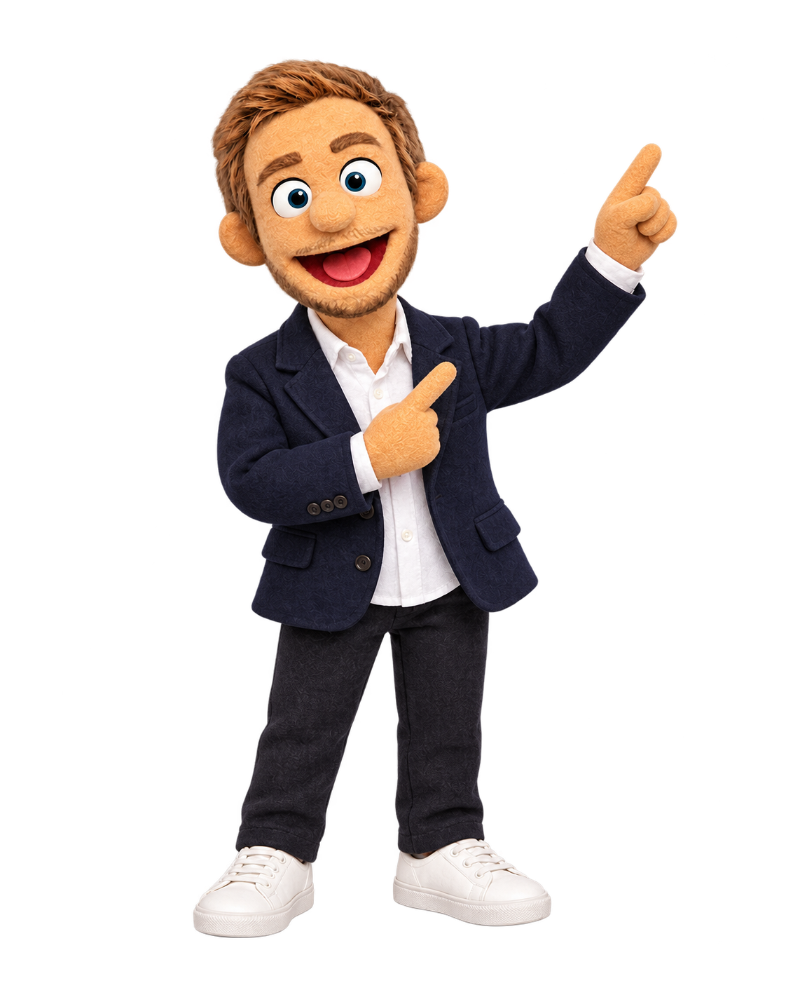 Oliver puppet pointing up