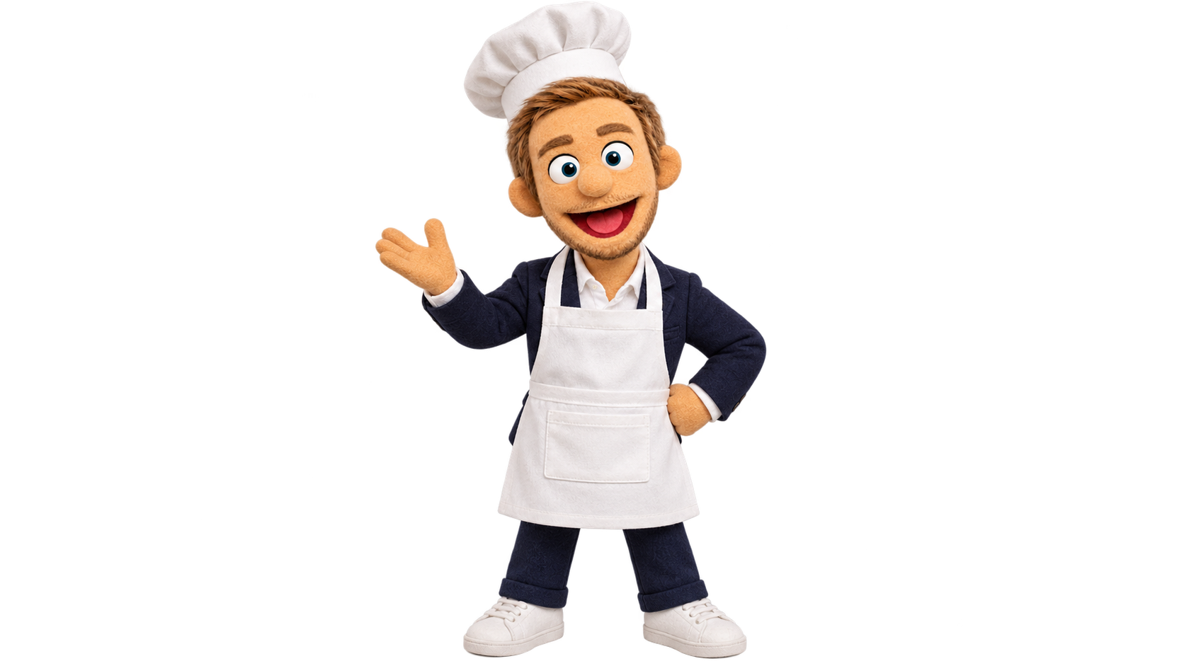 Oliver puppet dressed as a chef